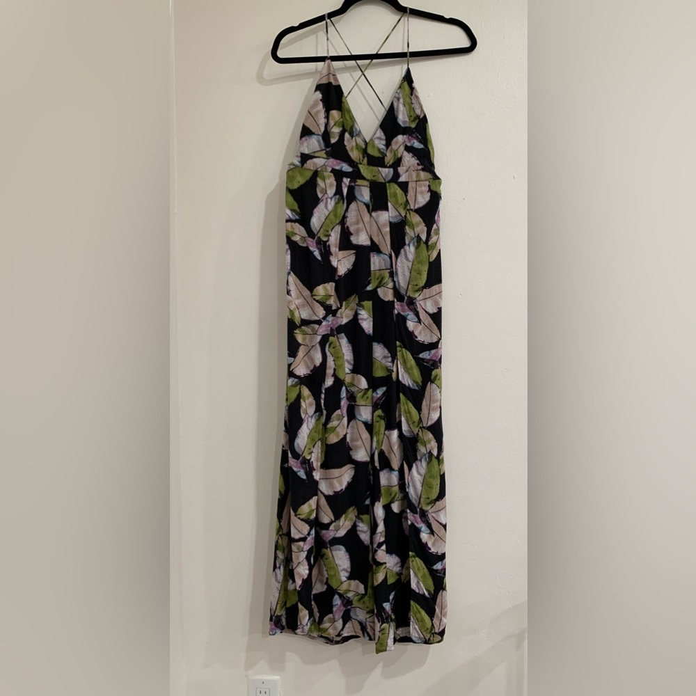 Beach Jumpsuit by Olivaceous Print Wide-Leg Split Thigh Vacation Jumpsuit Size M